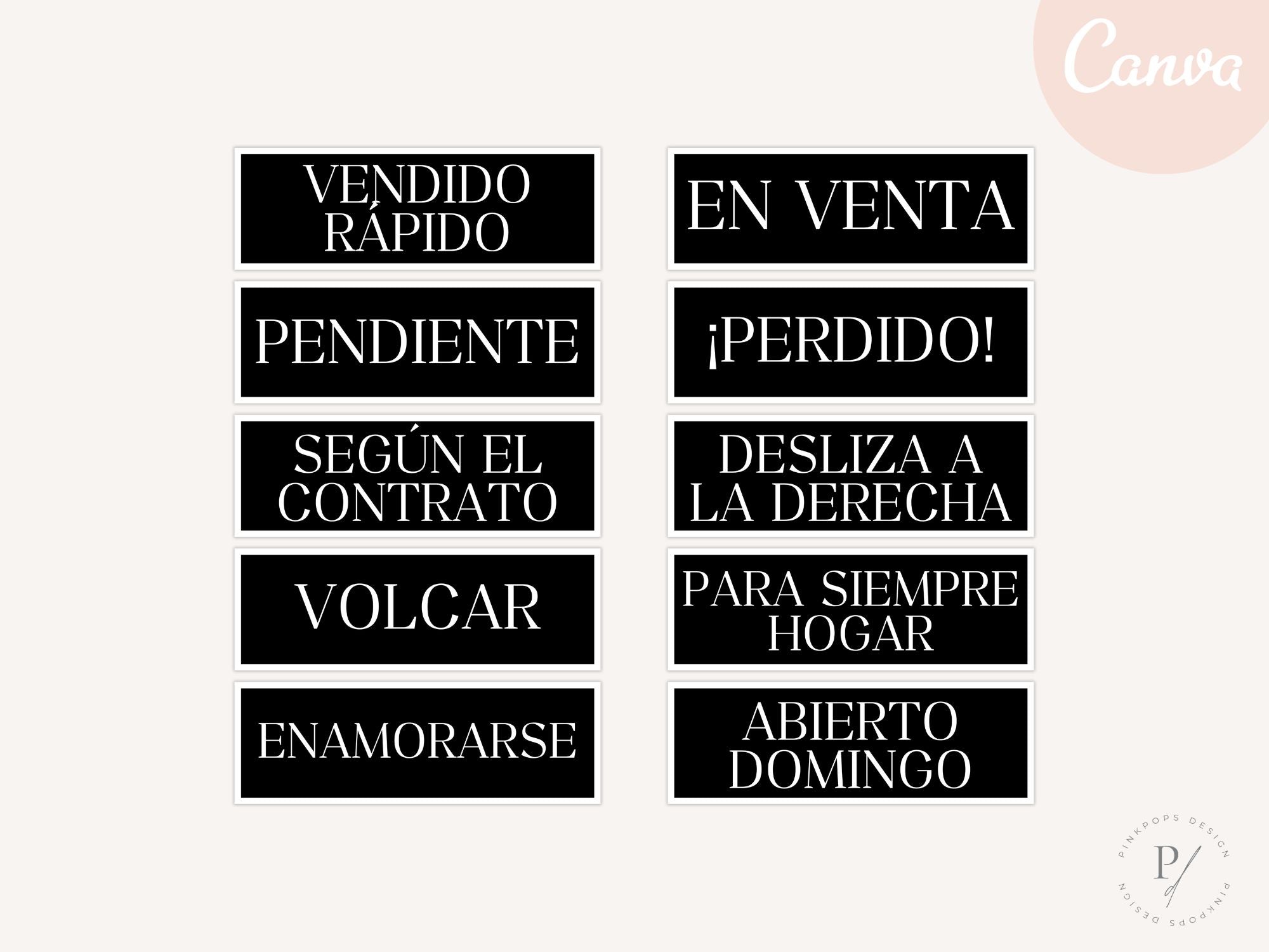 Black Spanish Yard Signs- Stylish yard signs for Spanish-speaking real estate clients.