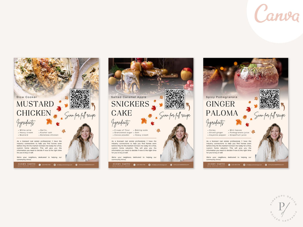 Fall Recipe Flyers Vol 02 featuring autumn-themed recipes for realtors to engage clients and promote real estate services.