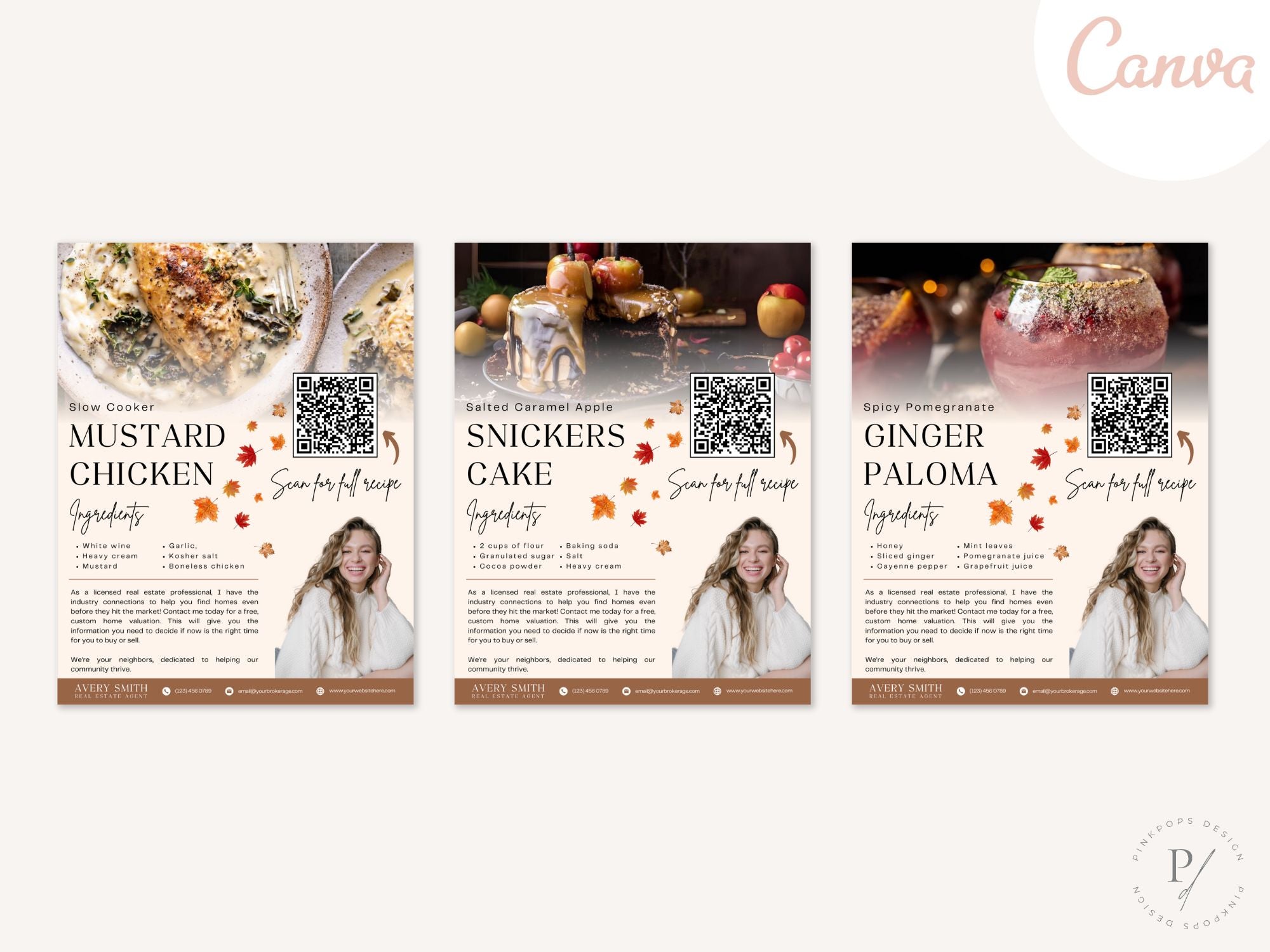 Fall Recipe Flyers Vol 02 featuring autumn-themed recipes for realtors to engage clients and promote real estate services.