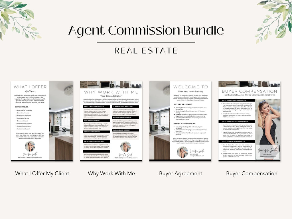 Agent Commission Bundle Vol 01 - Includes buyer agreements, compensation guides, seller
commission packages, and service details.