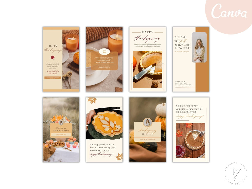 Real Estate Thanksgiving Social Media Posts - Professionally designed posts for expressing gratitude, sharing seasonal updates, and engaging with your audience in the spirit of the Thanksgiving holiday season.