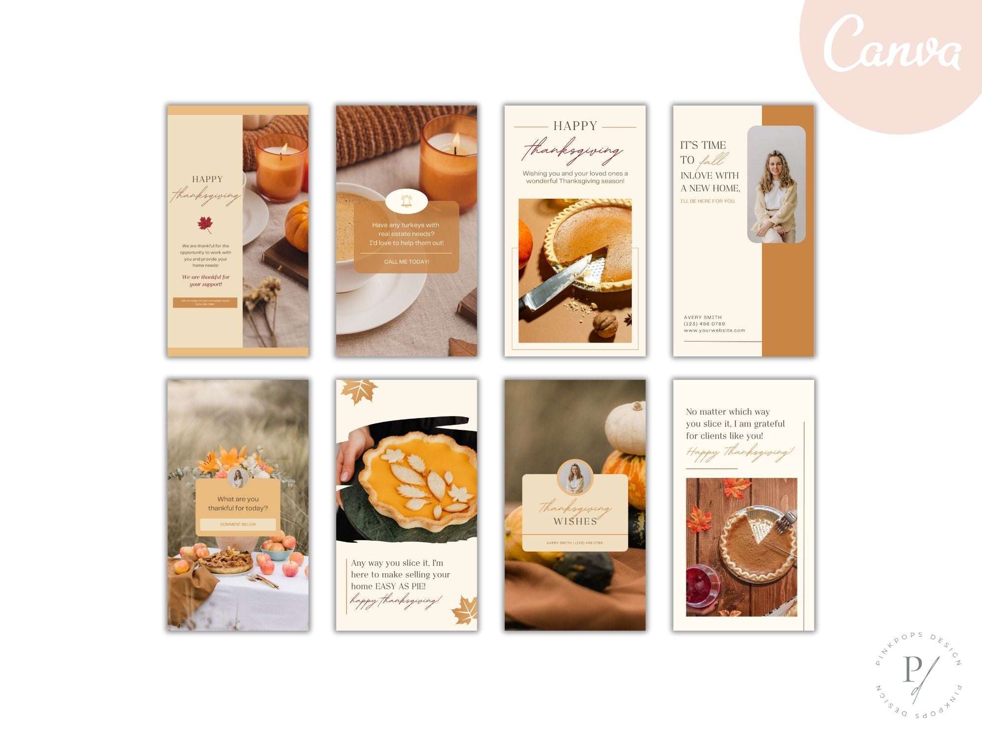 Real Estate Thanksgiving Social Media Posts - Professionally designed posts for expressing gratitude, sharing seasonal updates, and engaging with your audience in the spirit of the Thanksgiving holiday season.