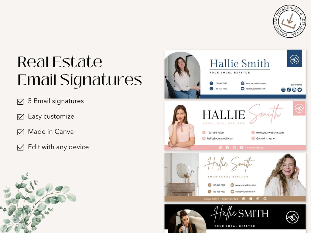 Real Estate Email Signatures Vol 01 - Professional email signatures for real estate professionals.