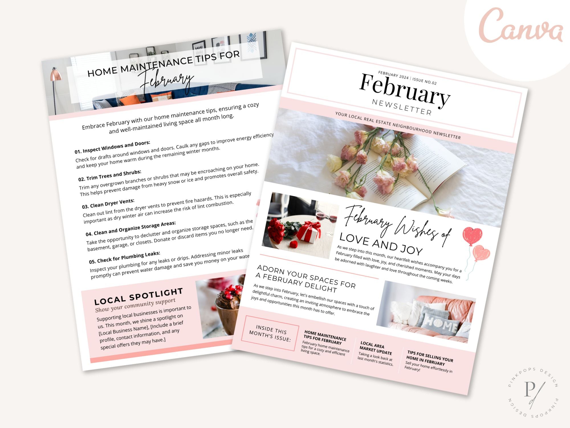Minimal February Newsletter 2024 - Professionally designed real estate newsletter template with a clean and modern aesthetic.