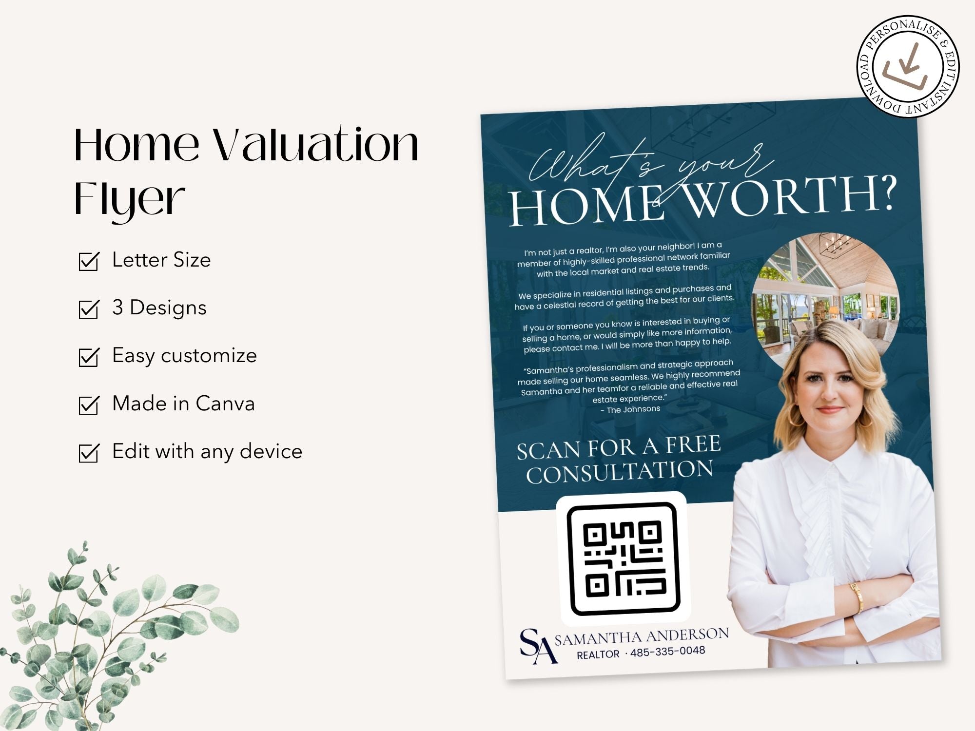 Editable home valuation flyer for real estate agents