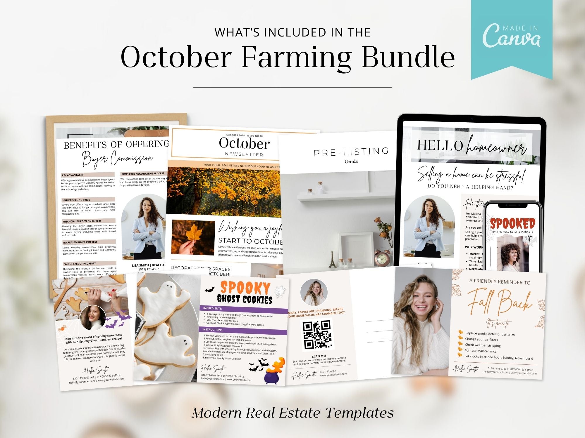 October Farming Bundle with real estate marketing templates for community engagement and outreach.