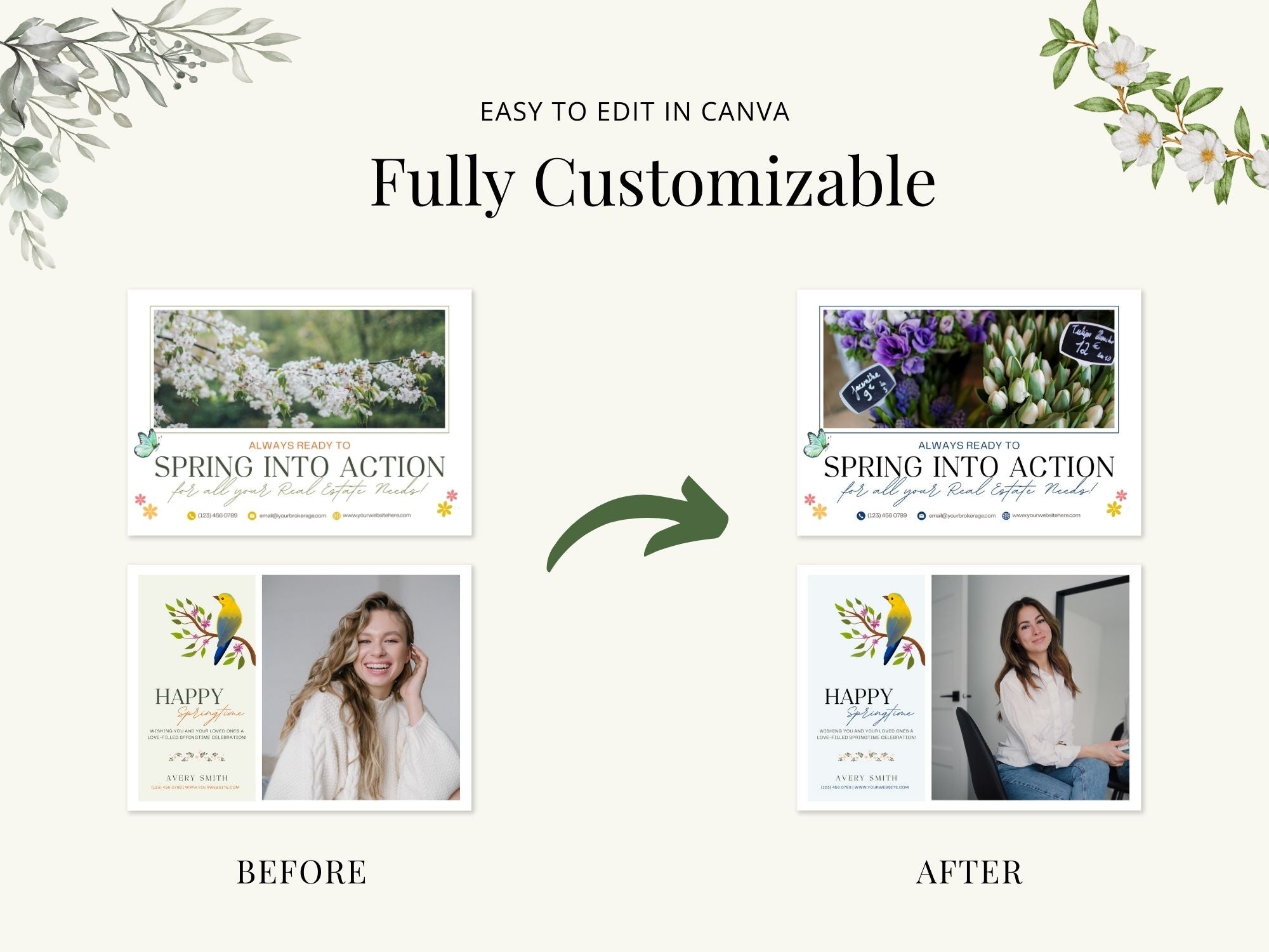 Spring Postcard Bundle - Eye-catching postcards for vibrant real estate marketing in the spring season.