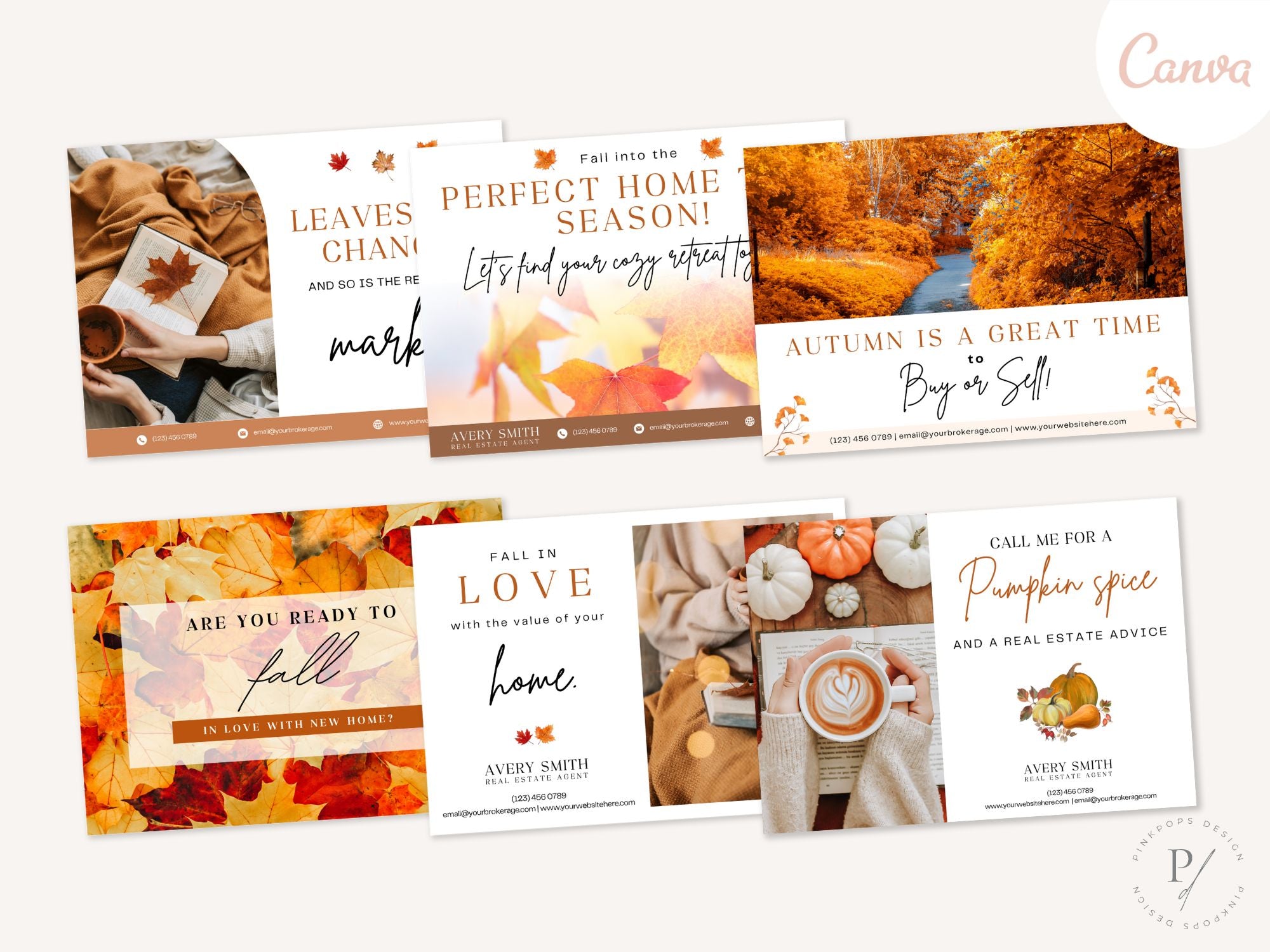 Fall Postcard Bundle Vol 02 - Autumn-themed postcards designed for real estate marketing.