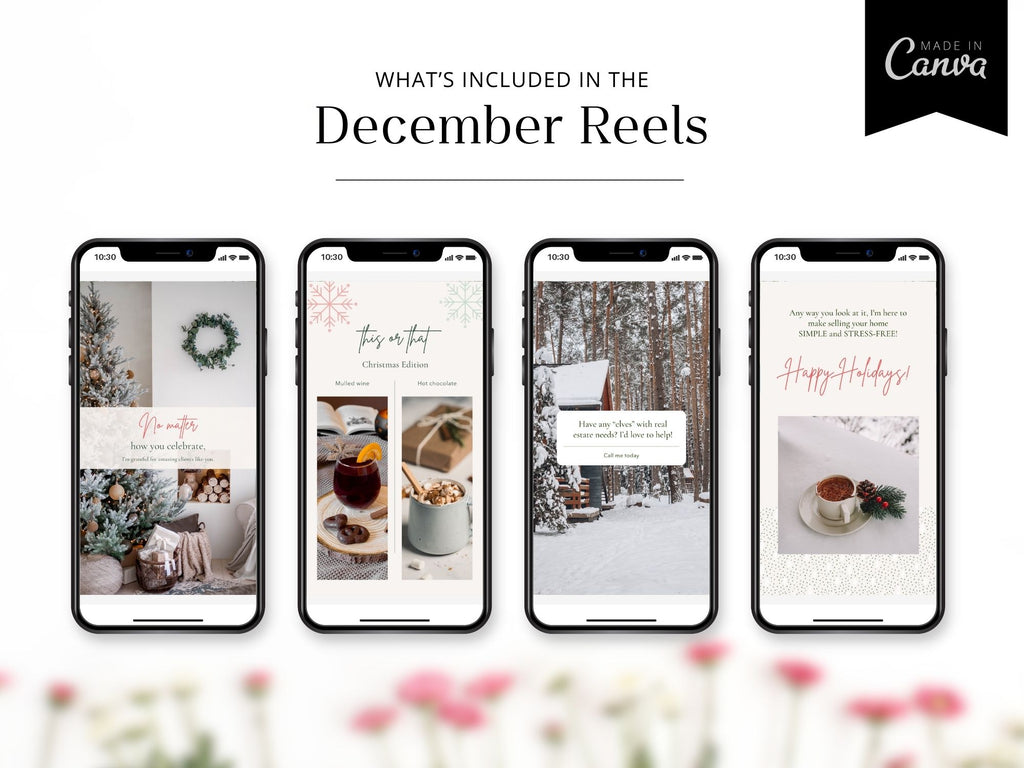 December 2024 holiday-themed real estate reels for social media marketing.