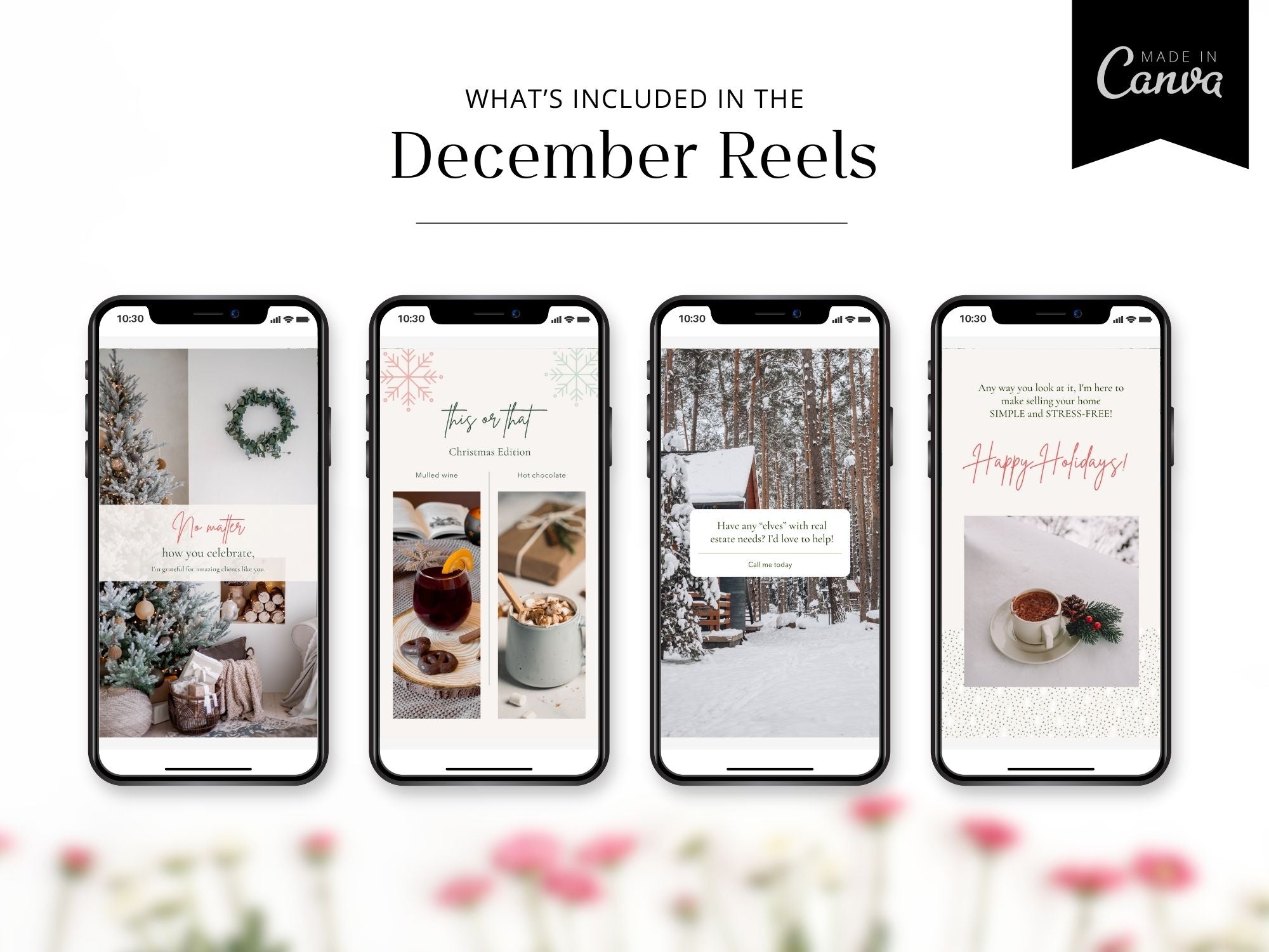 December 2024 holiday-themed real estate reels for social media marketing.