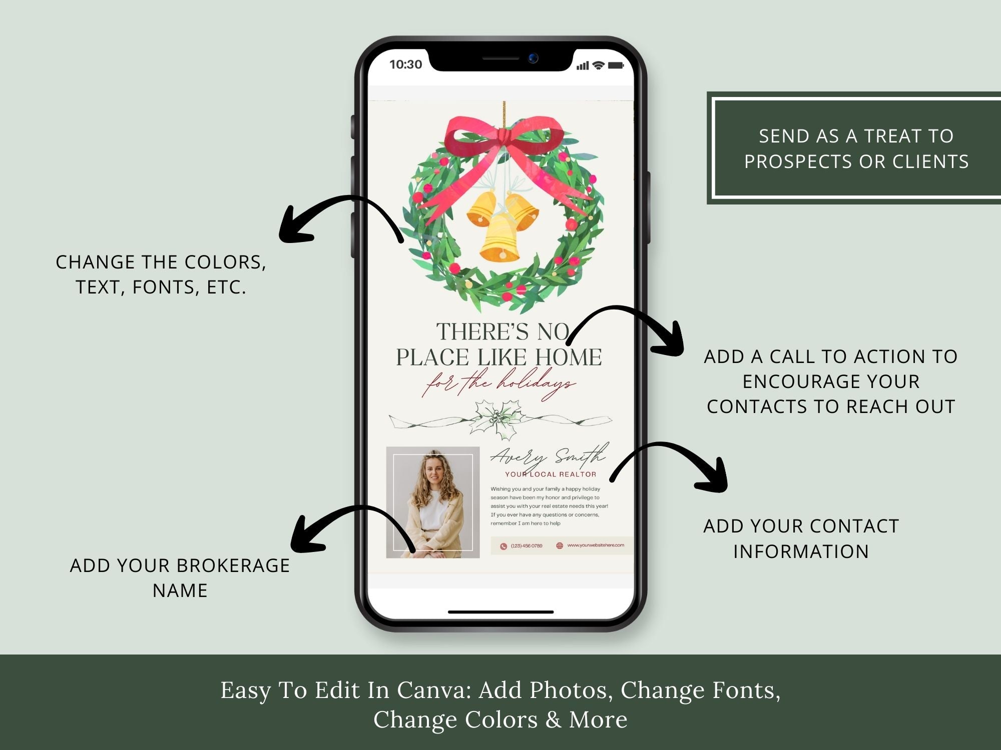 Real Estate No Place Like Home Digital Christmas Card - Celebrating the Joy of Home and Conveying Heartfelt Holiday Greetings to Clients and the Community