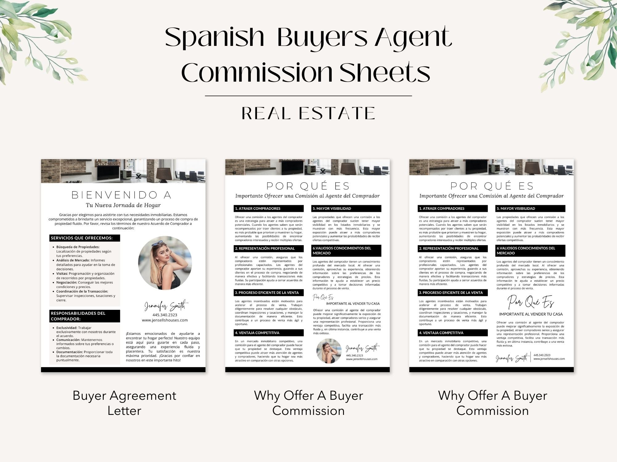 Spanish Buyer Agent Commission Sheets Vol 02 - Real estate commission and representation
sheets in Spanish for agents and clients.