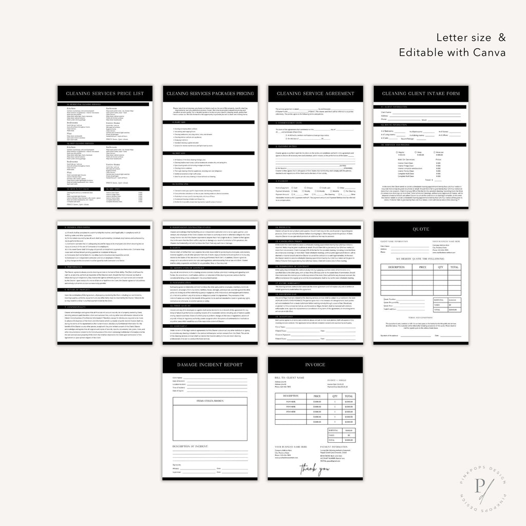 Black Cleaning Services Form Bundle