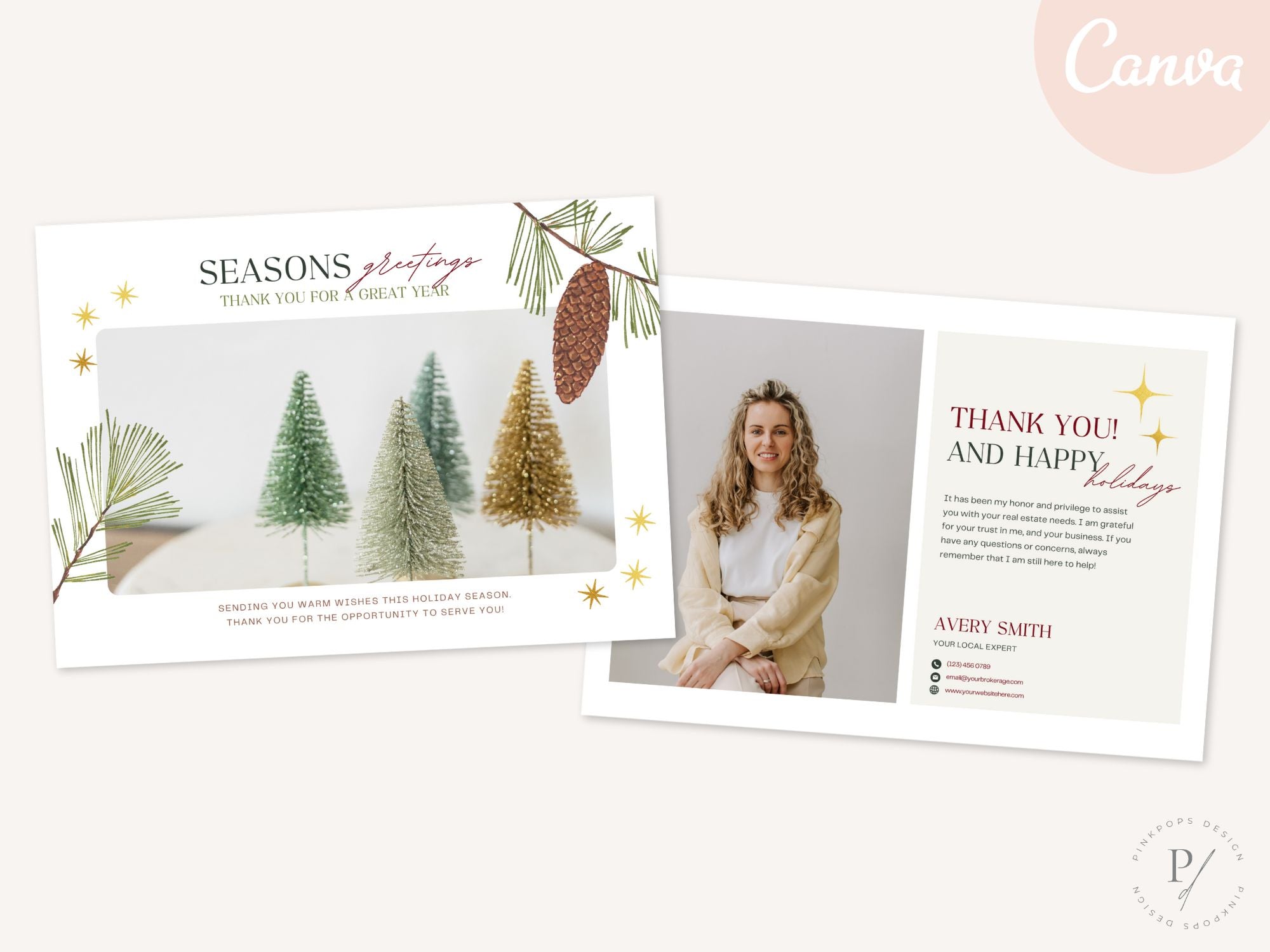 Real Estate Season Greetings Christmas Postcard - Festive Client Communication for the Holiday Season