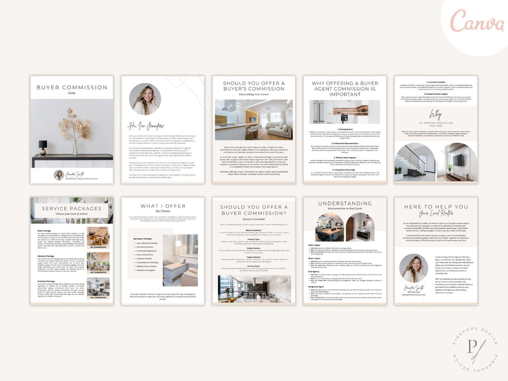 Minimal Buyer Commission Guide template detailing real estate commission structures for buyers.