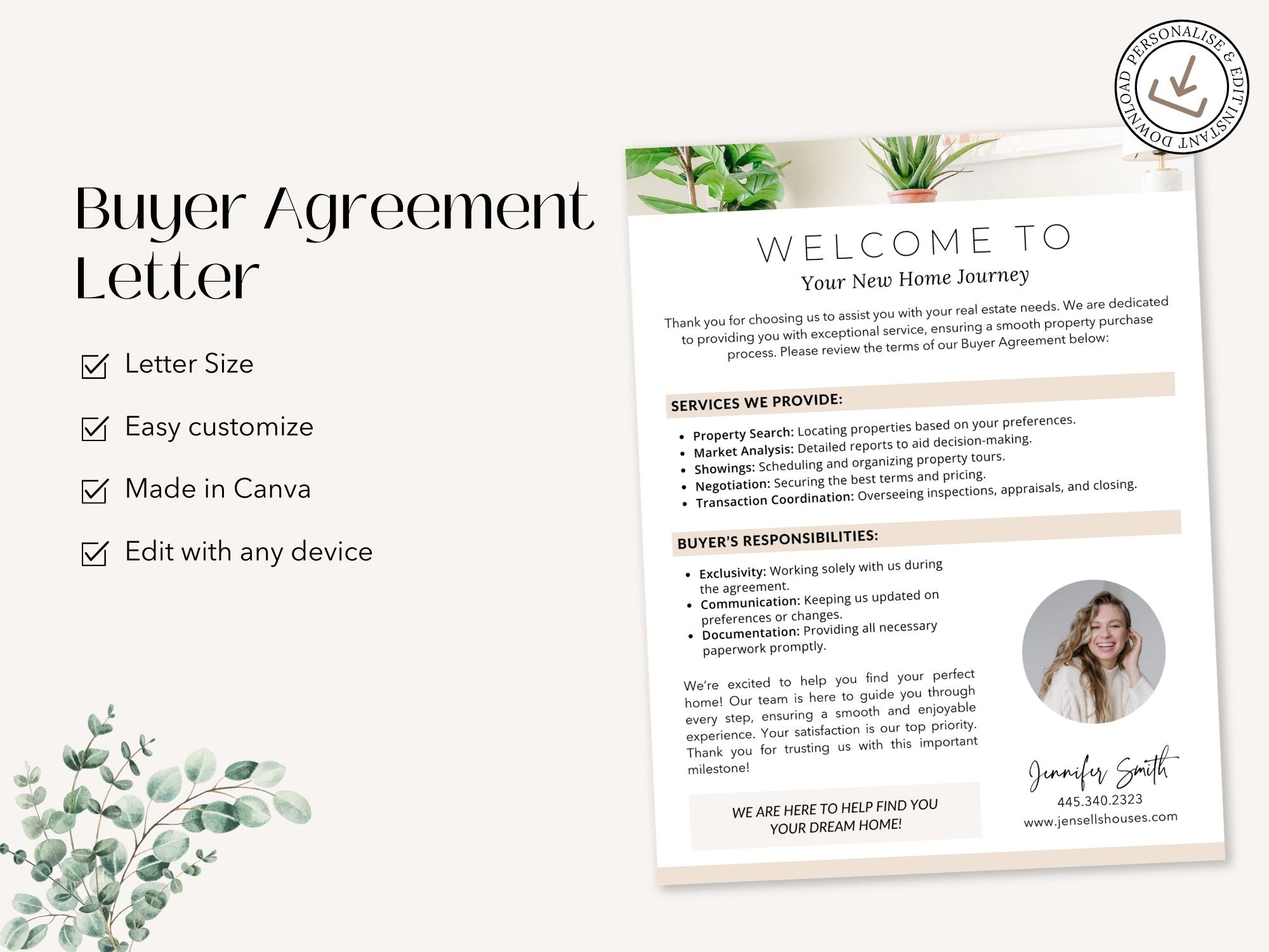 Buyer Agreement Letter Vol 01 - Professional template for real estate agents to formalize buyer agreements.