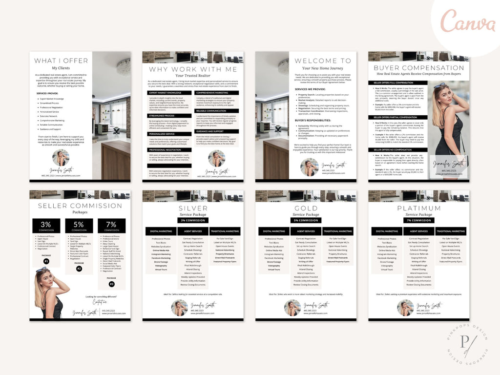 Agent Commission Bundle Vol 01 - Includes buyer agreements, compensation guides, seller
commission packages, and service details.