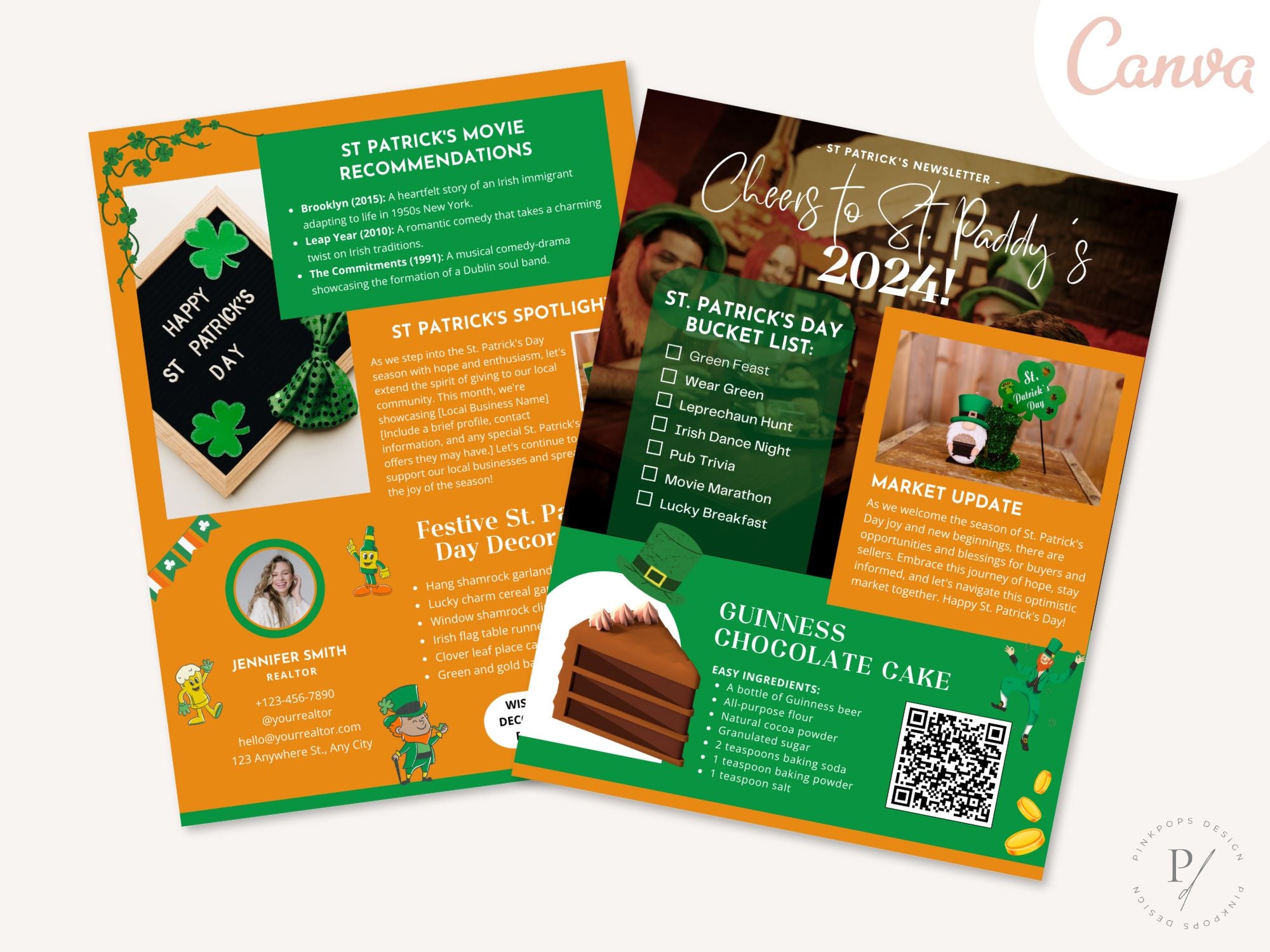 St. Patrick's Newsletter 2024 - Festive and professionally designed real estate newsletter template for March communication.