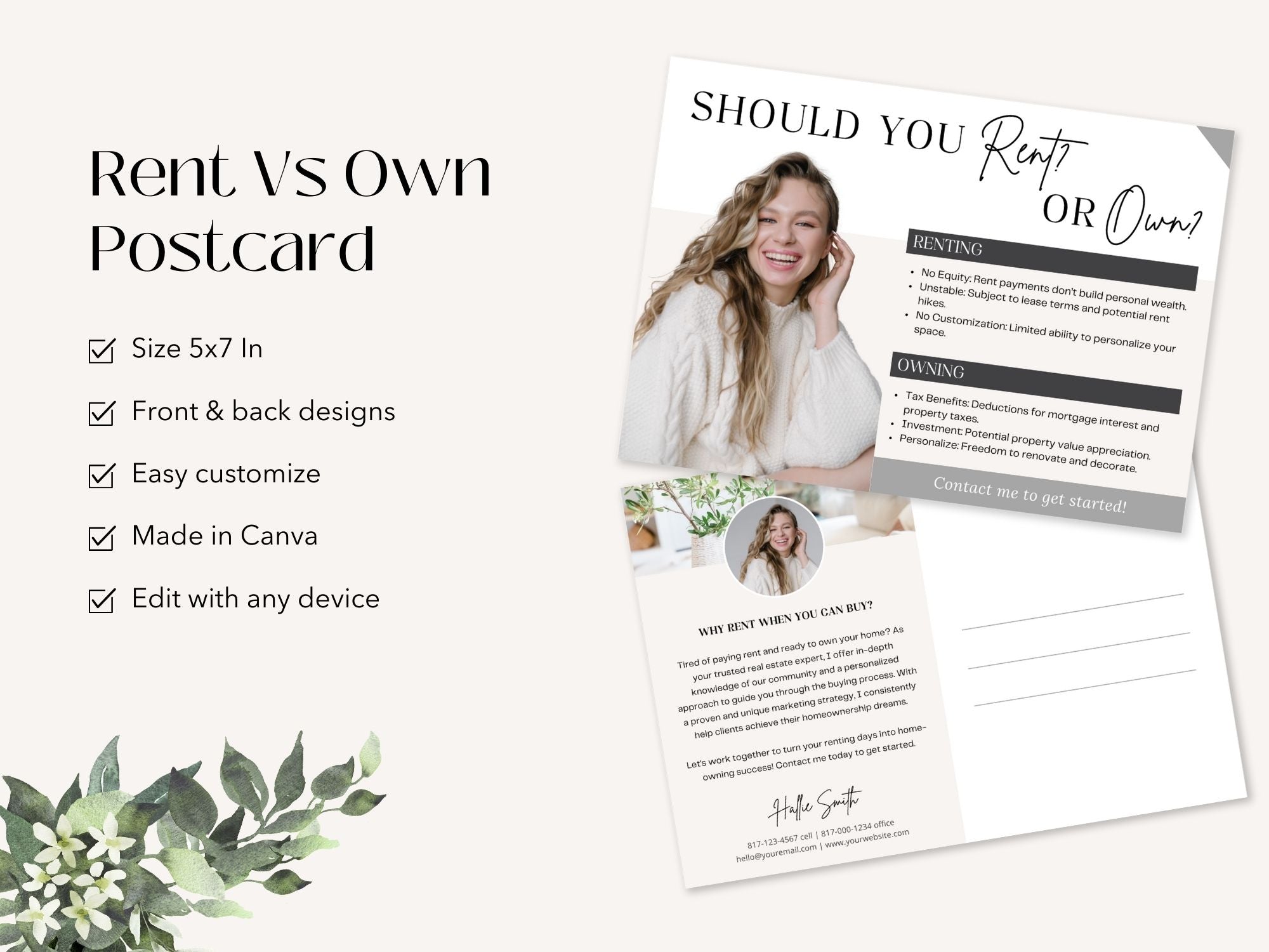  Rent Vs Own Postcard Vol 01- Showcasing the advantages of homeownership.