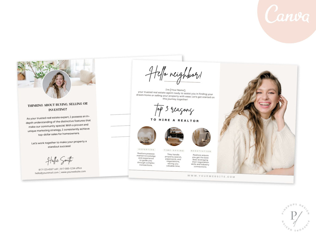 Work With Realtor Bundle - Essential marketing tools for realtors including postcard, flyer, and textable.