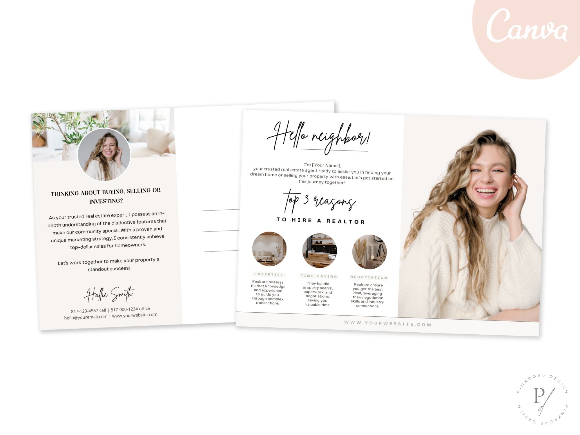 Work With Realtor Bundle - Essential marketing tools for realtors including postcard, flyer, and textable.