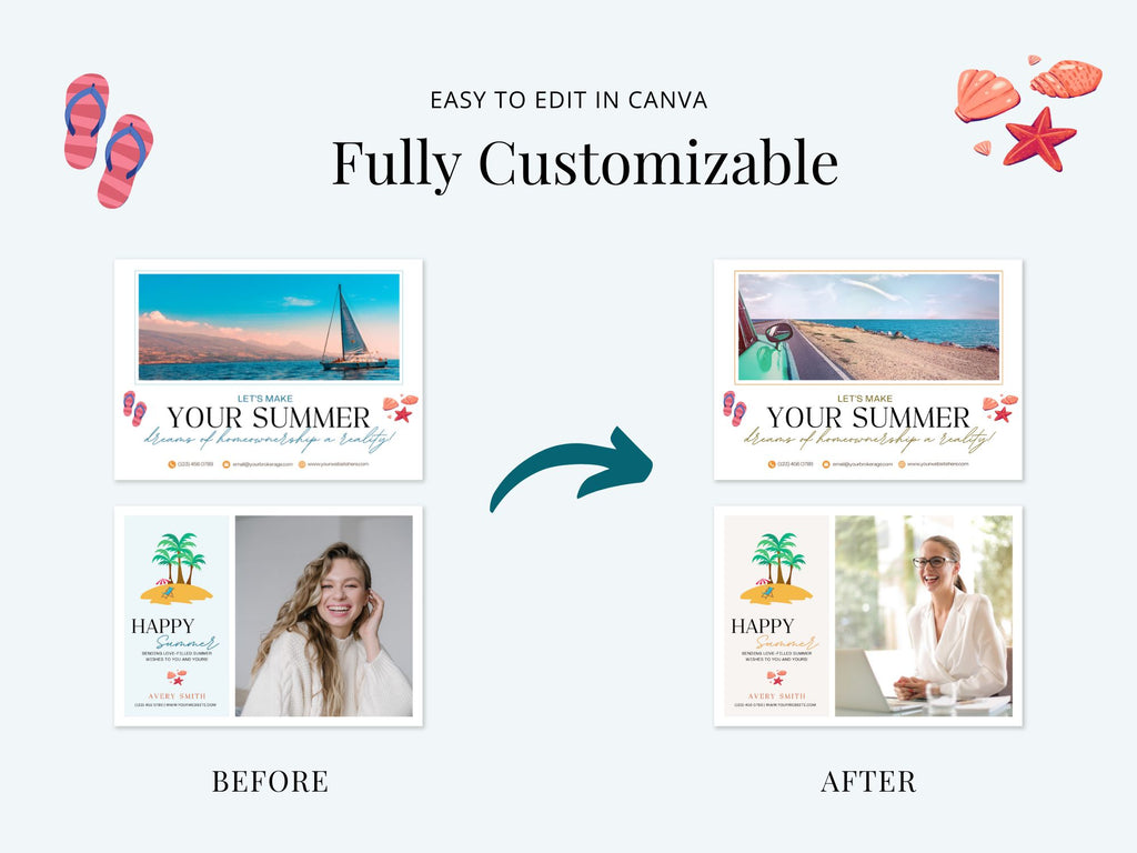 Summer Postcard Bundle - Vibrant designs perfect for staying connected with clients and prospects during the sunny season.