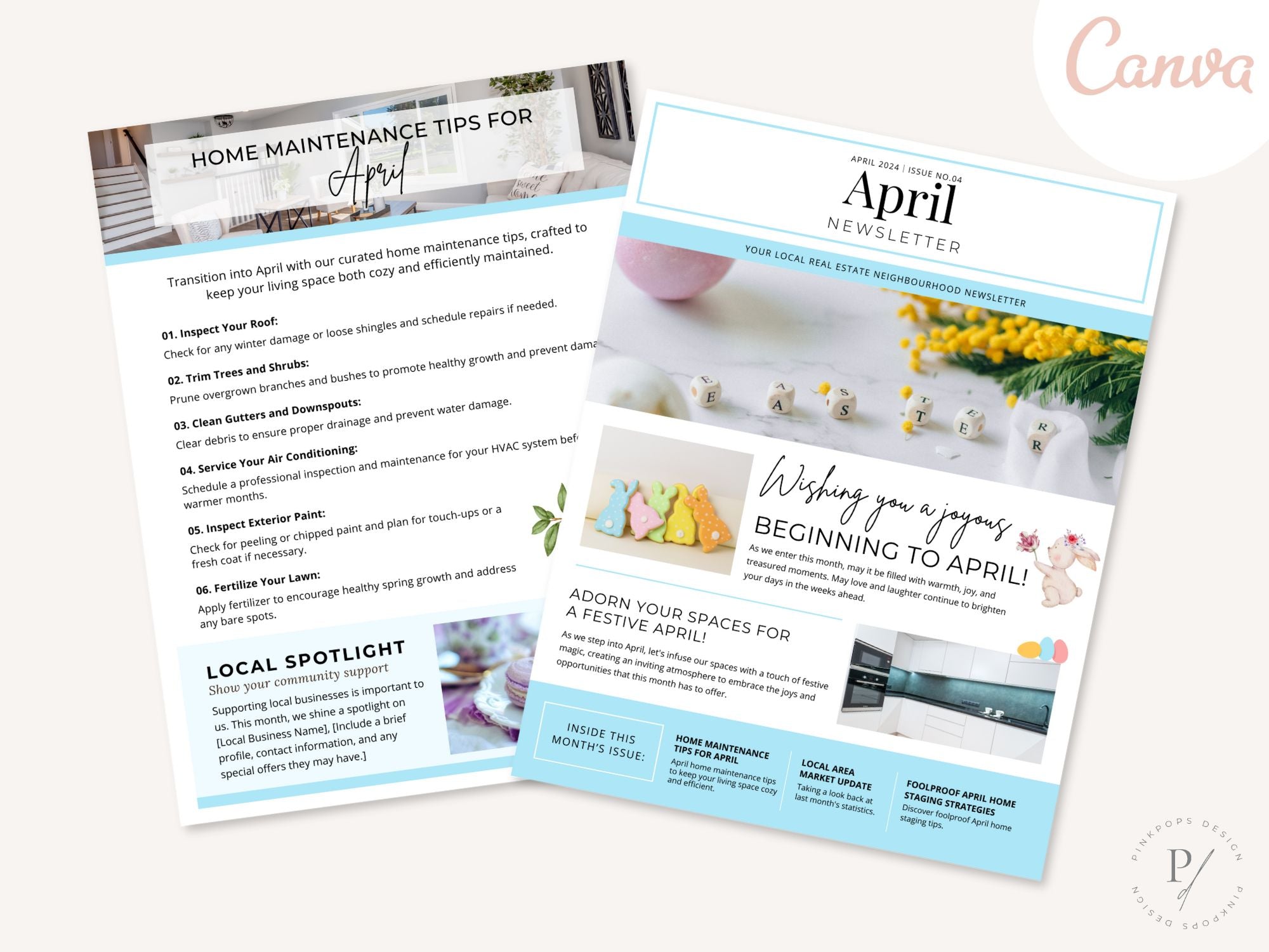 Minimal April Newsletter 2024 - Clean and modern real estate newsletter template for impactful communication.