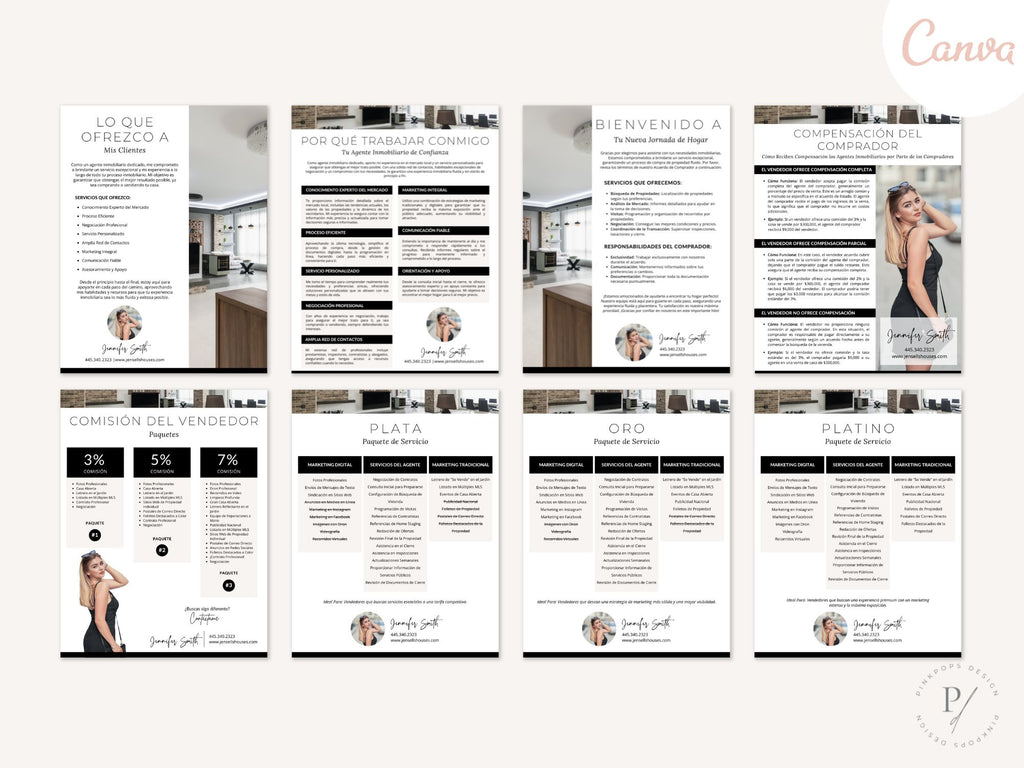 Spanish Agent Commission Bundle Vol 02 - Real estate documents in Spanish explaining
commission structures and services for agents.