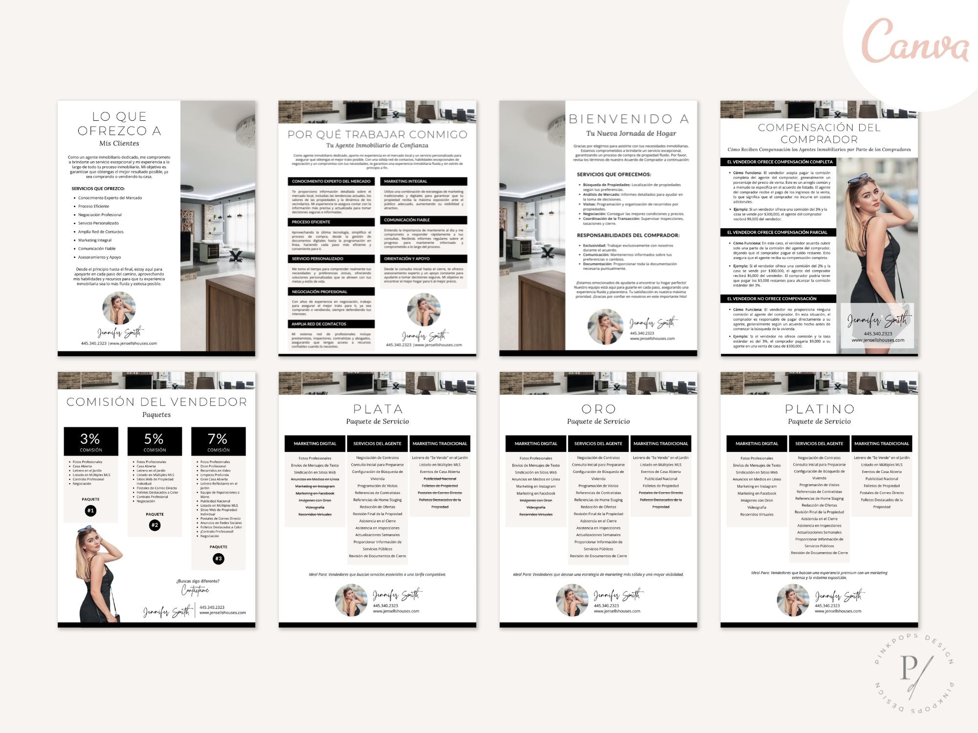 Spanish Agent Commission Bundle Vol 02 - Real estate documents in Spanish explaining
commission structures and services for agents.