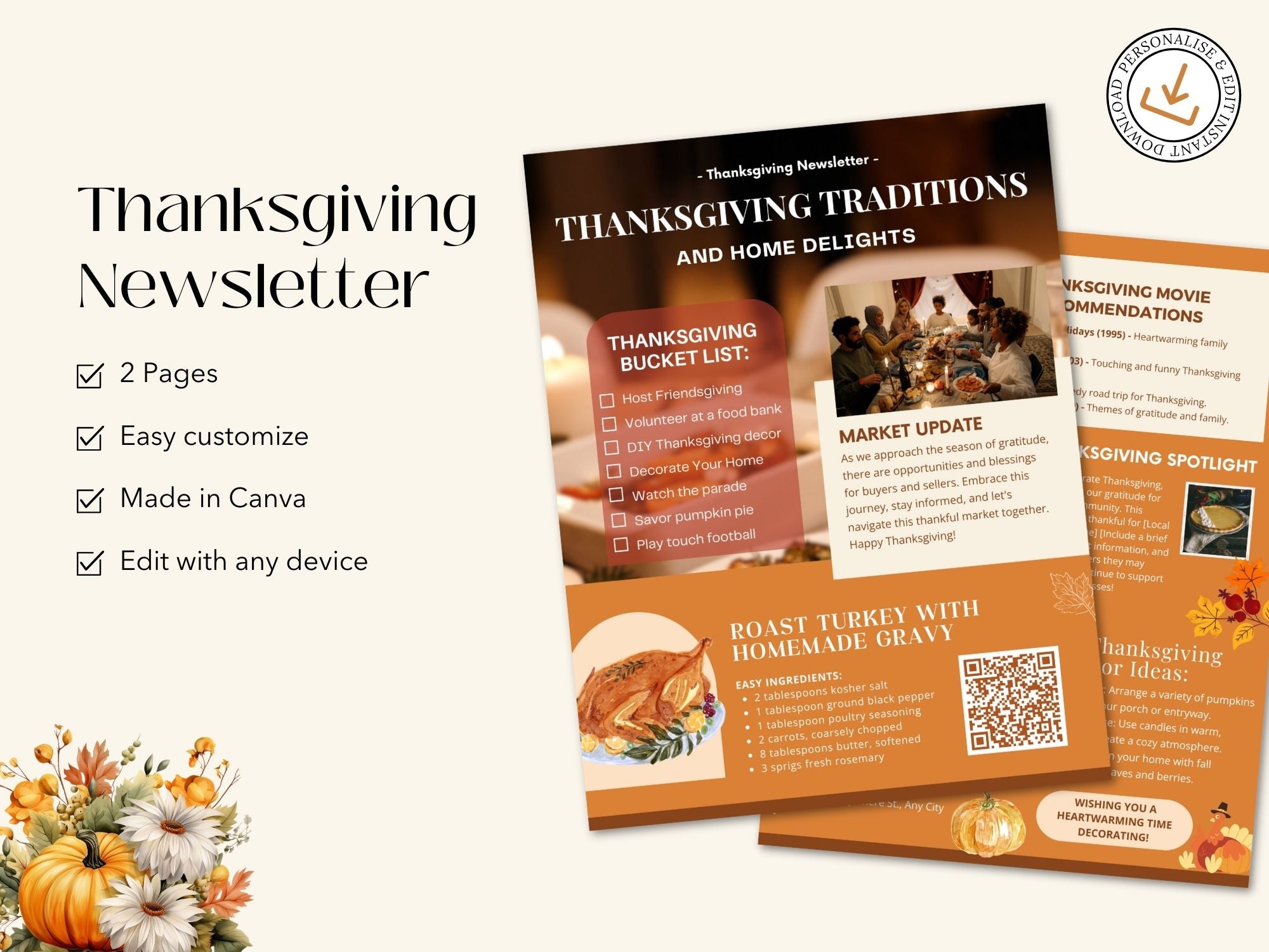Real Estate Thanksgiving Newsletter 2023 - Professionally crafted newsletter template for expressing gratitude, sharing seasonal insights, and staying connected with your audience during the Thanksgiving season.