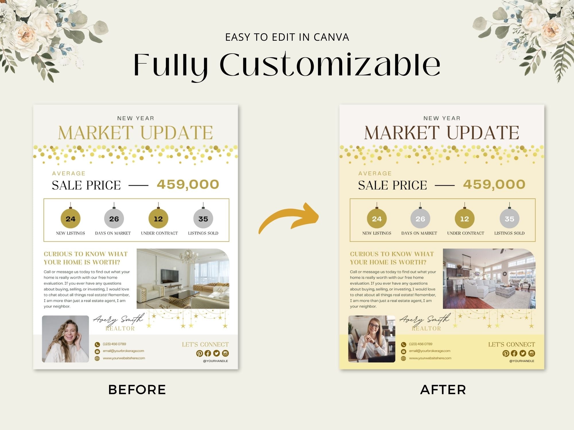Real Estate New Year Market Update Flyer: Providing Insights into 2024 Real Estate Trends to Clients and the Community