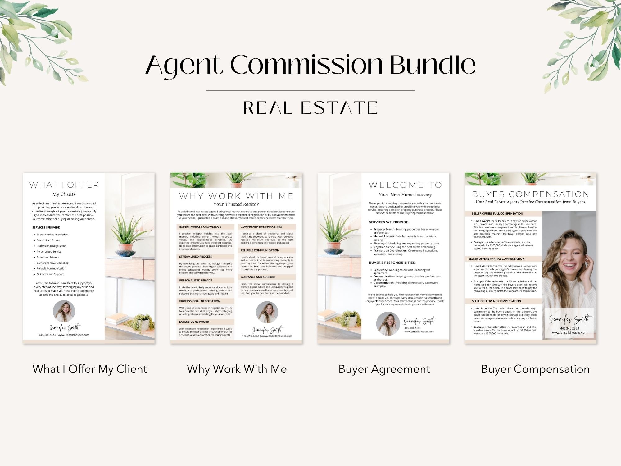 Agent Commission Bundle Vol 01 - Includes buyer agreements, compensation guides, seller
commission packages, and service details.