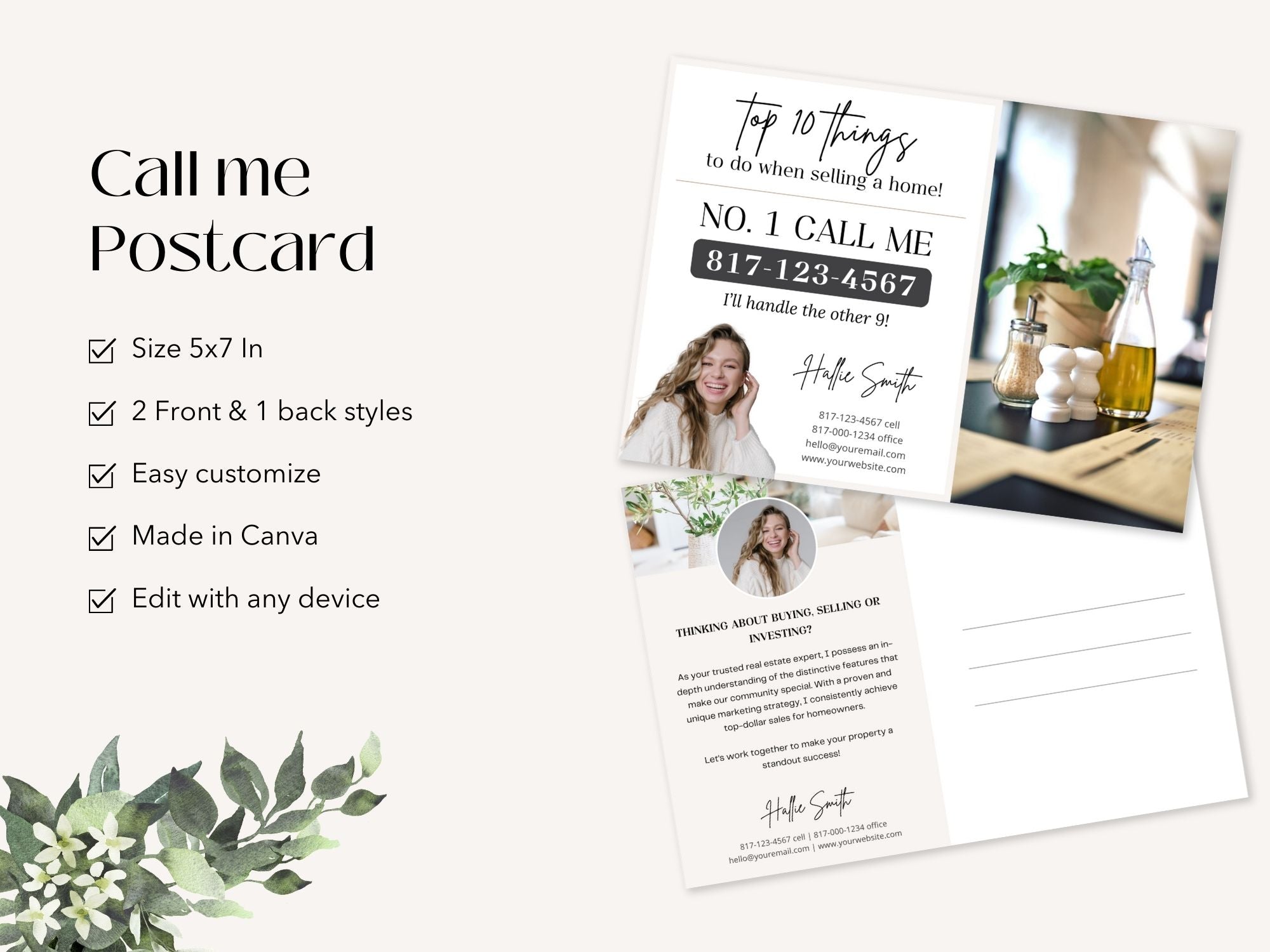 Call Me Real Estate Postcard Vol 01 - Engaging postcard template designed to encourage inquiries and client engagement.