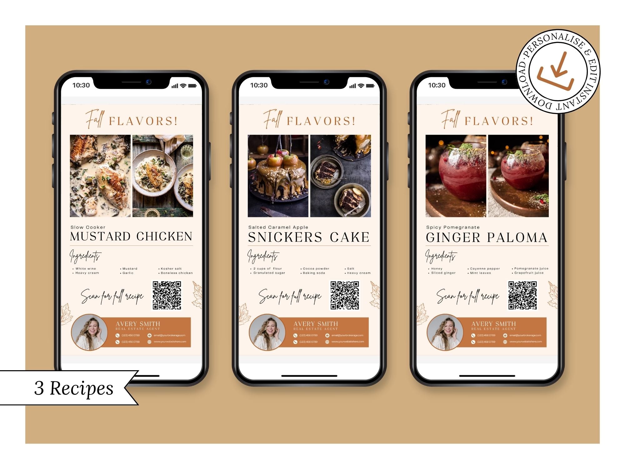 Fall Recipe Textables Vol 01 - Real estate-focused seasonal designs for social media and client
engagement.