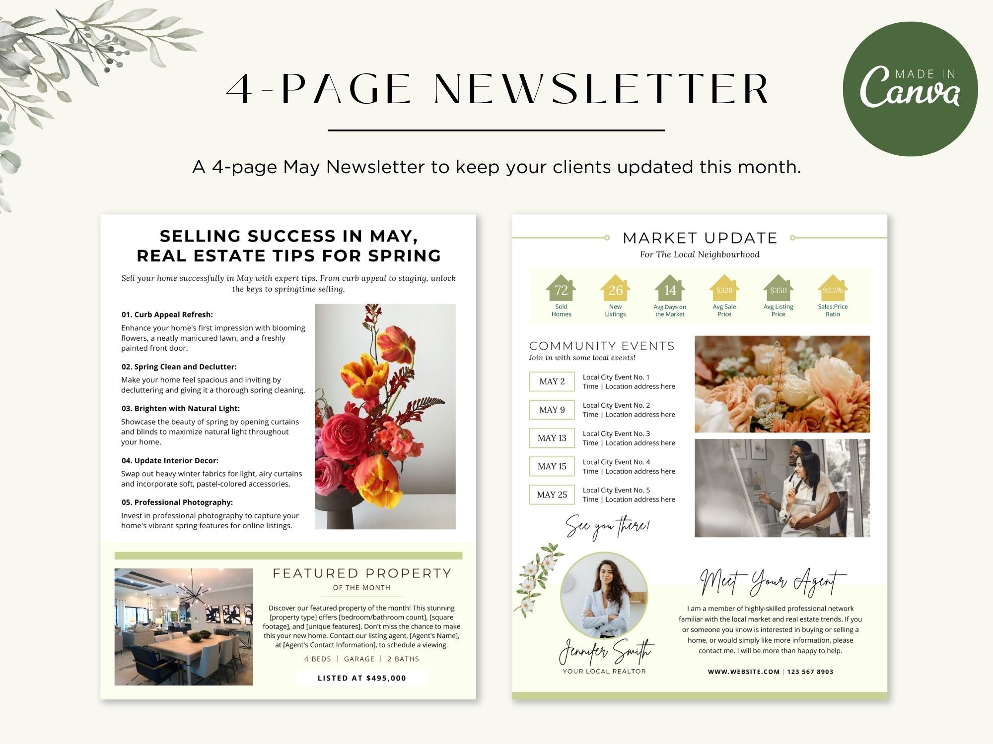 Minimal May Newsletter 2024 - Clean and modern real estate newsletter template for impactful communication.