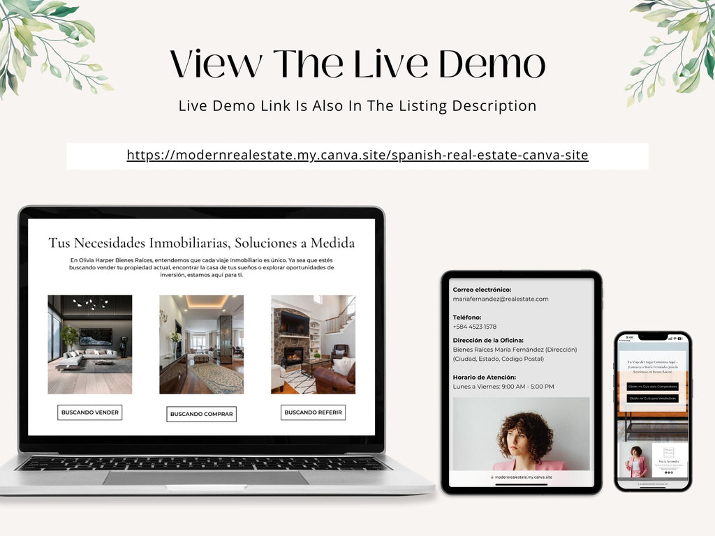 Spanish Real Estate Canva Website Template