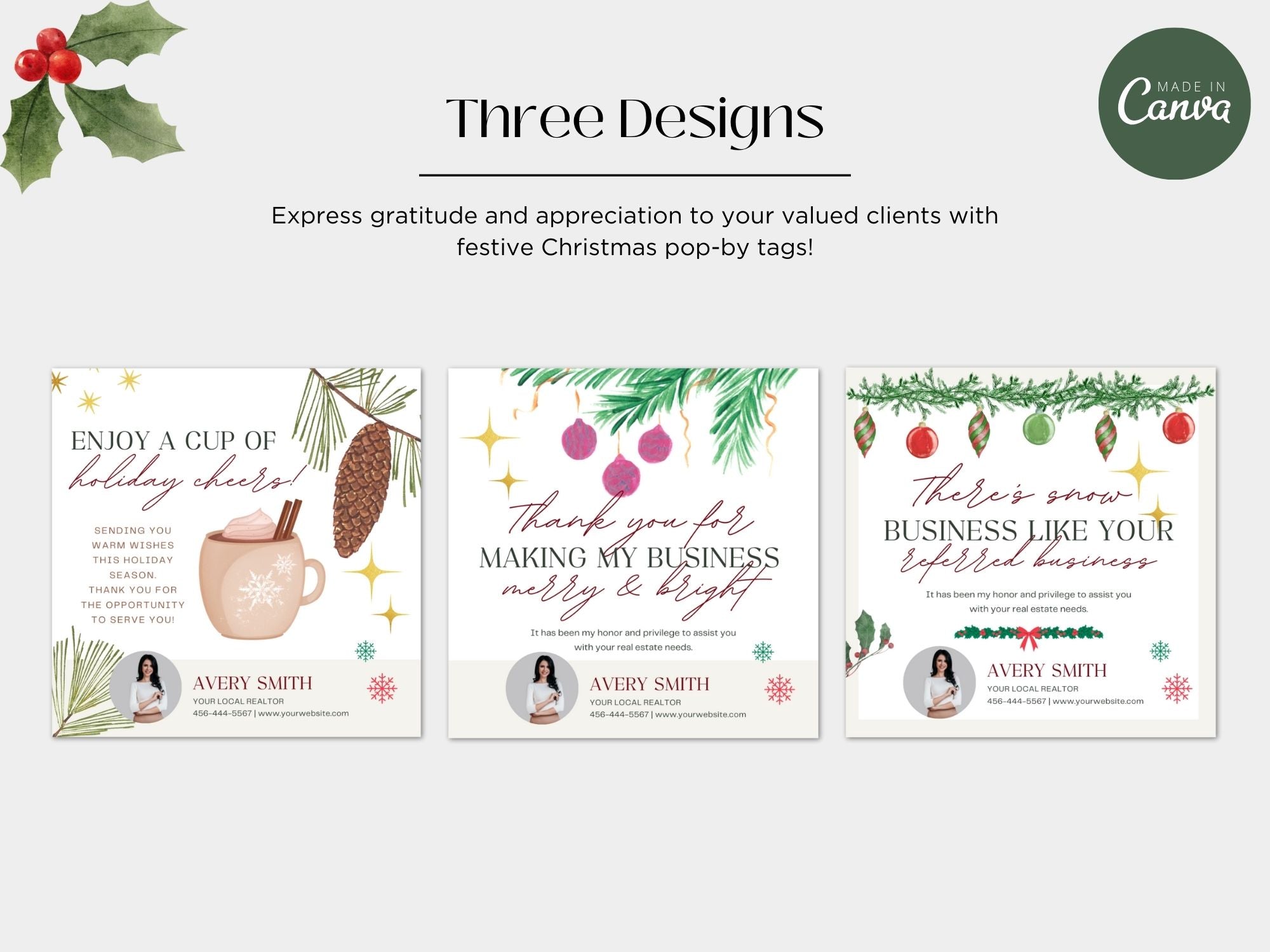 Real Estate Christmas Pop By Tags Bundle - SQUARE - Festive Client Appreciation Tags for the Holiday Season