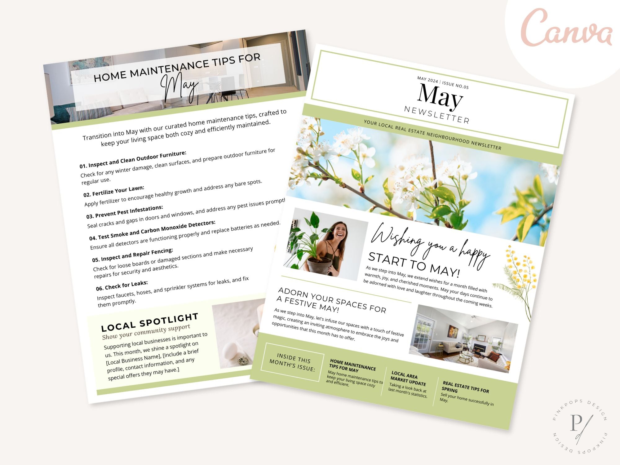 Minimal May Newsletter 2024 - Clean and modern real estate newsletter template for impactful communication.