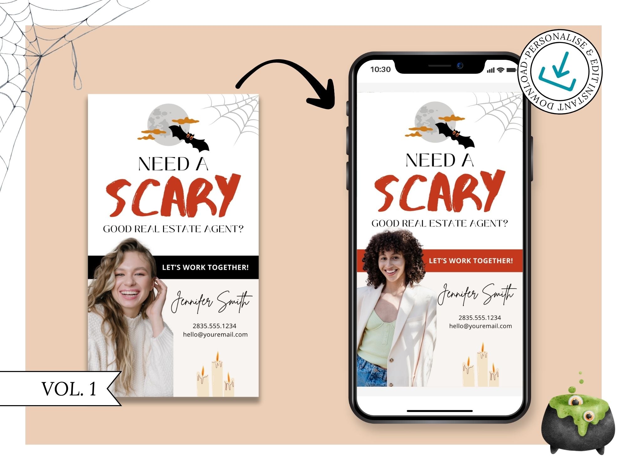 Scary Good Real Estate Agent Digital Halloween Card - Creatively designed digital card combining spooky fun with a professional touch for a unique and engaging way to express seasonal wishes during the Halloween season