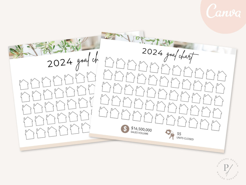 Real Estate 2024 Realtor Goal Chart - Comprehensive chart for goal setting and tracking, providing a motivational and practical tool for achieving real estate milestones in the year 2024.