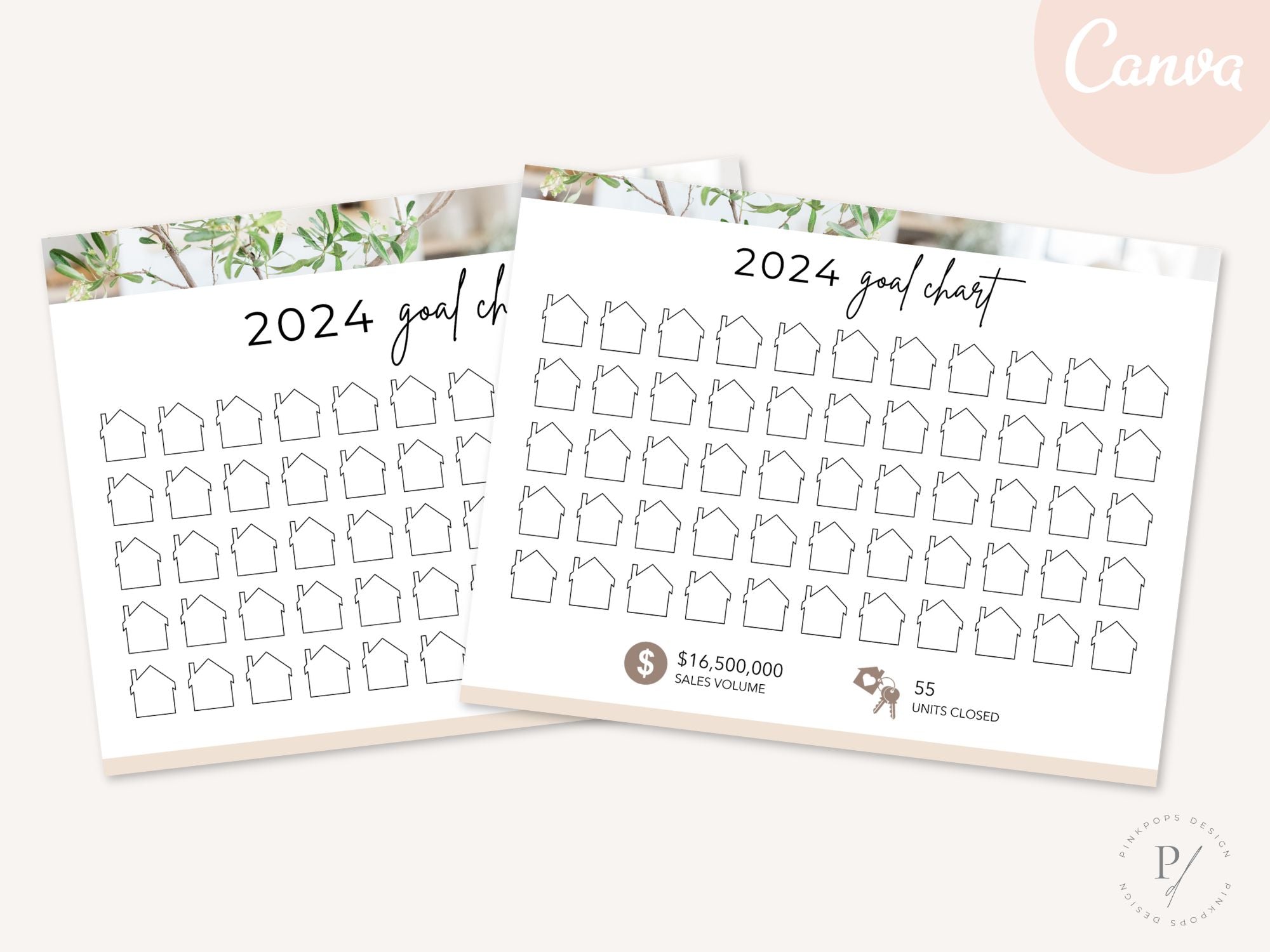 Real Estate 2024 Realtor Goal Chart - Comprehensive chart for goal setting and tracking, providing a motivational and practical tool for achieving real estate milestones in the year 2024.