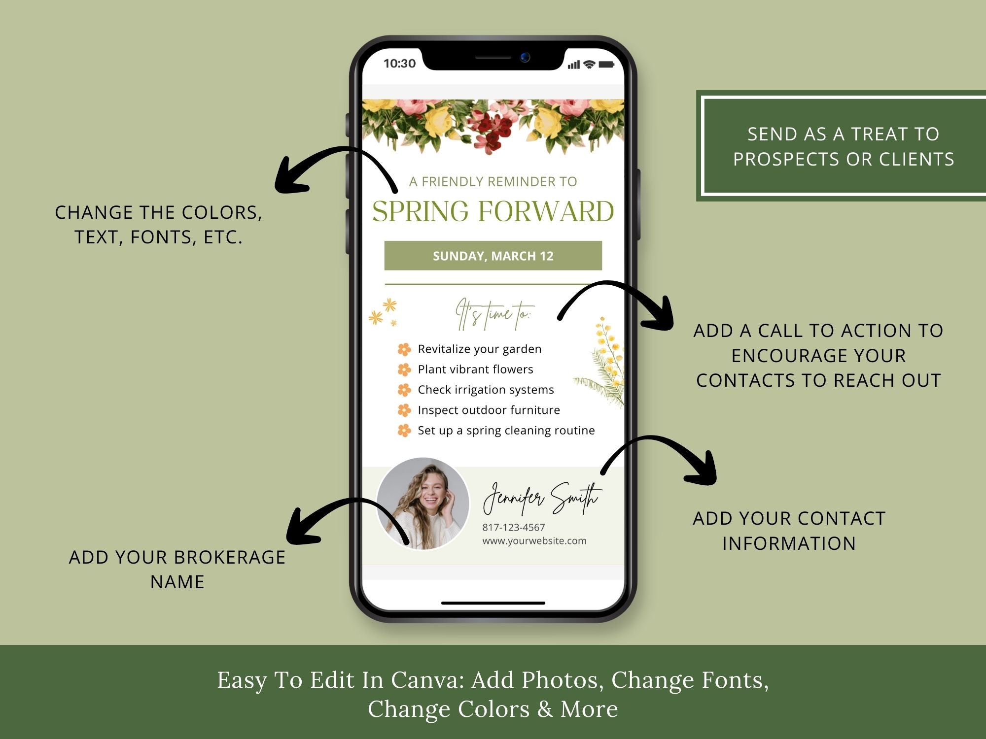 Spring Forward Digital Card Vol 02 - Professionally designed real estate digital card for a timely reminder of daylight saving time.