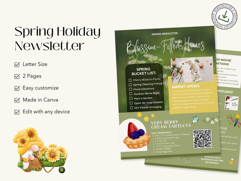 Spring Holiday Newsletter 2024 - Festive real estate newsletter template for spreading springtime joy.