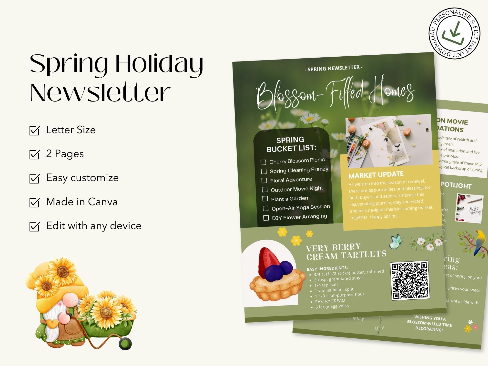 Spring Holiday Newsletter 2024 - Festive real estate newsletter template for spreading springtime joy.