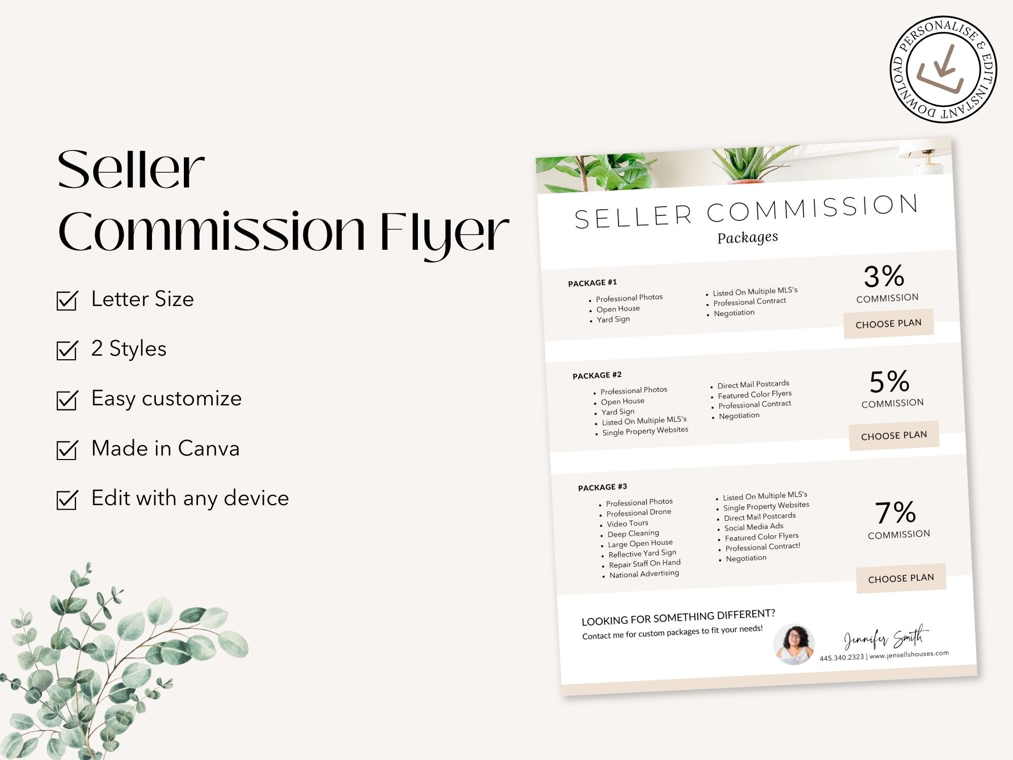 Seller Commission Flyer - Professional flyer highlighting competitive seller commission rates for real estate marketing.