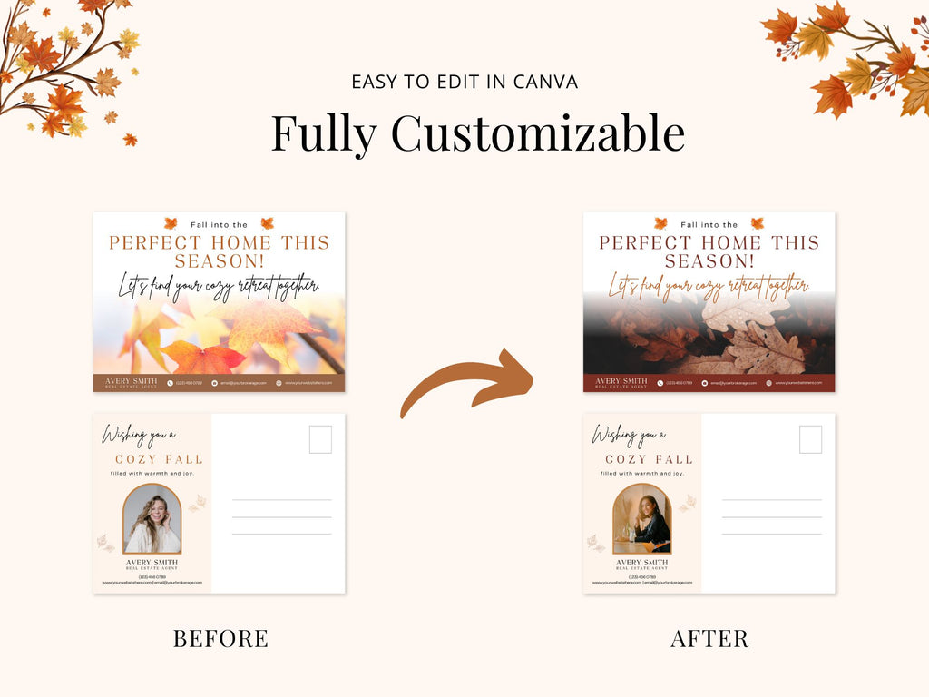 Fall Postcard Bundle Vol 02 - Autumn-themed postcards designed for real estate marketing.