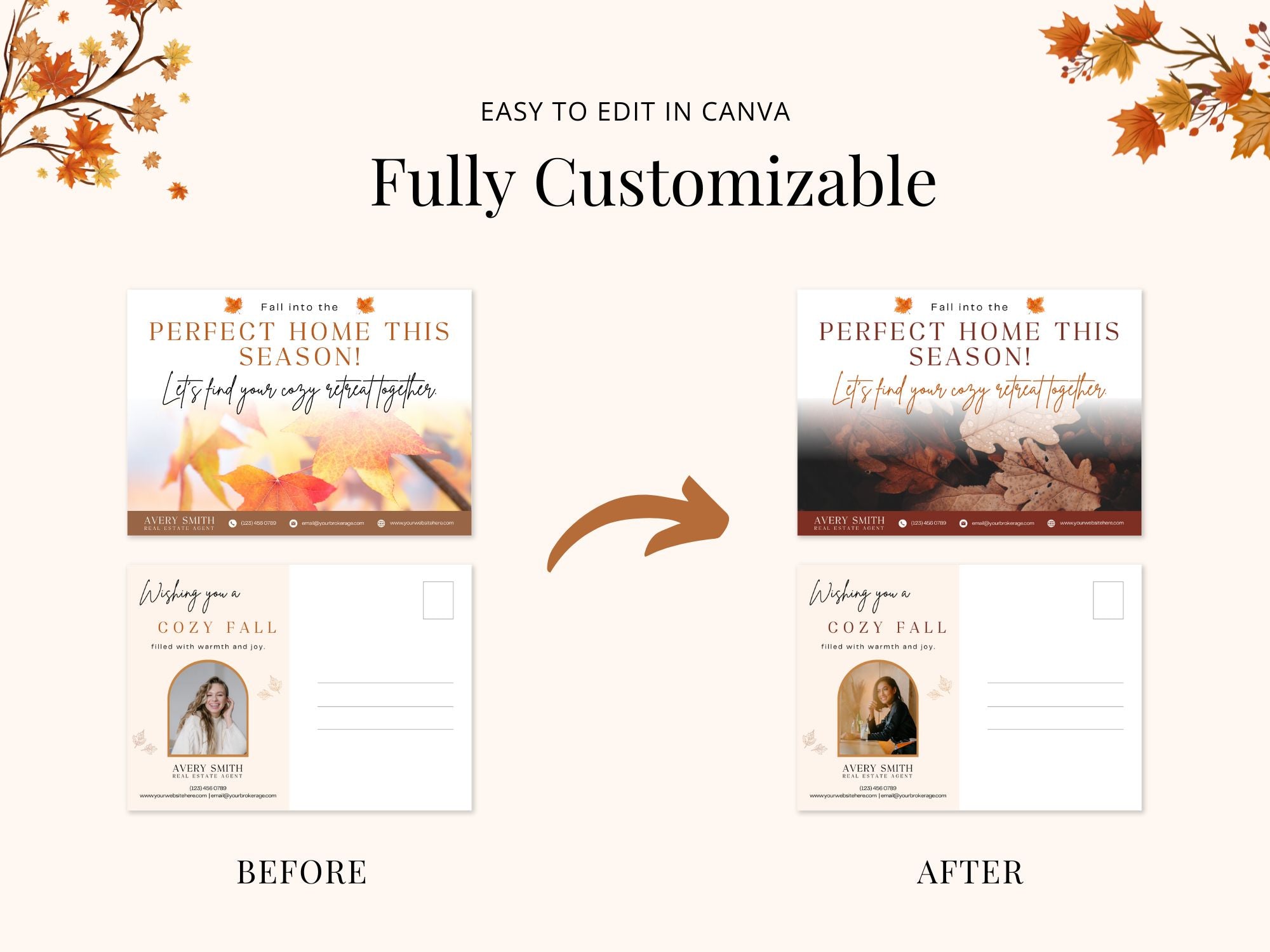 Fall Postcard Bundle Vol 02 - Autumn-themed postcards designed for real estate marketing.