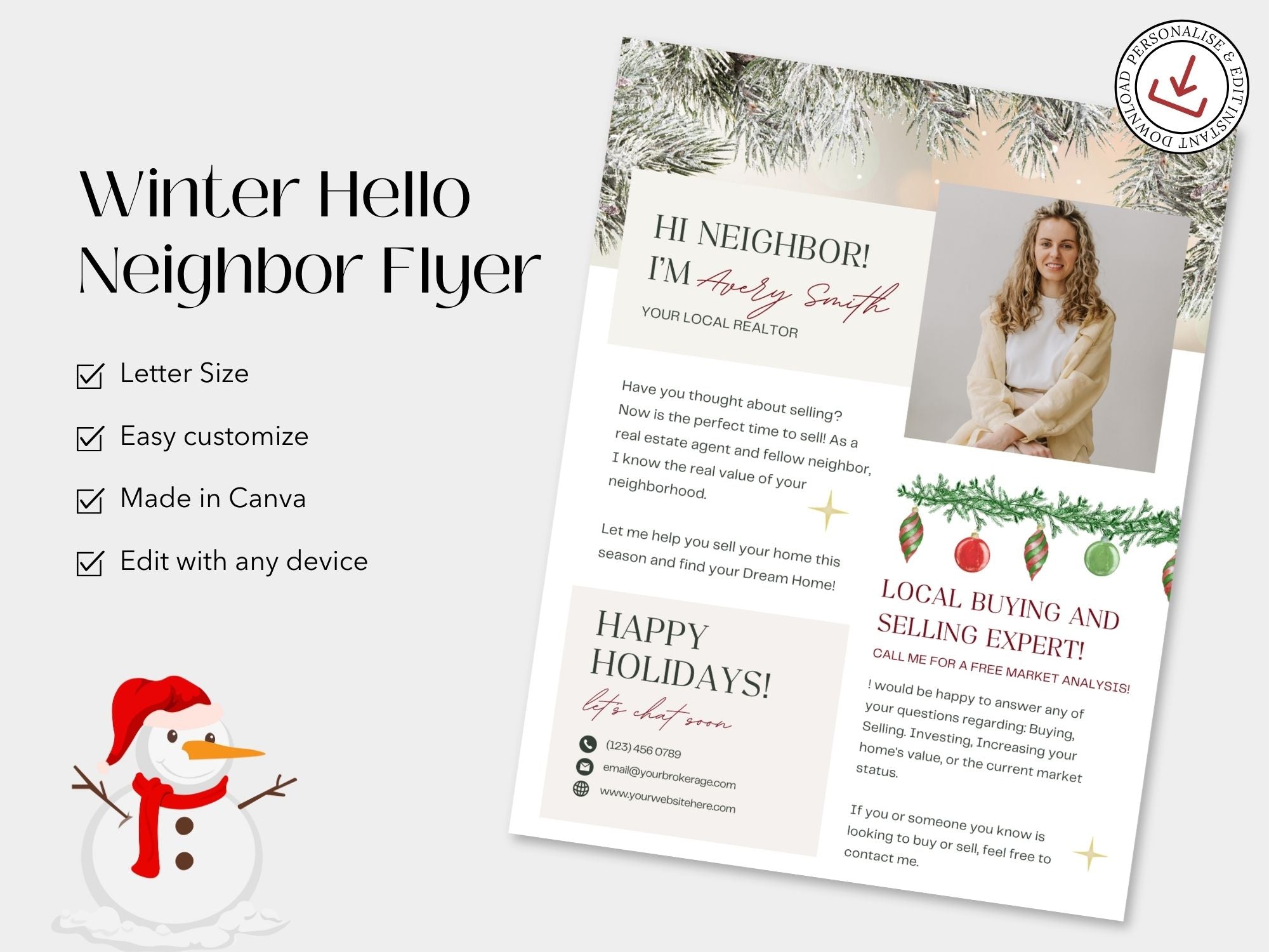Real Estate Christmas Hello Neighbor Flyer - Expressing Warm Holiday Greetings to Neighbors and Clients