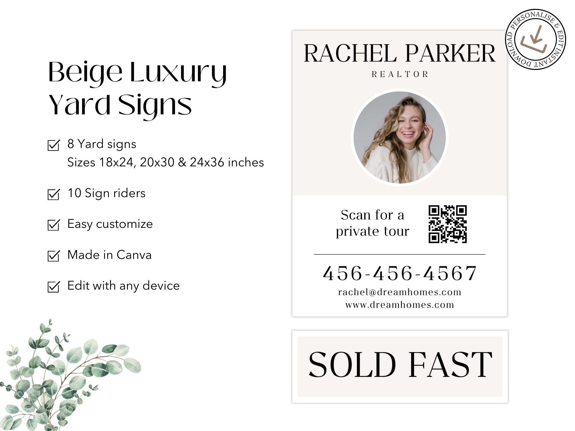 Beige Luxury Yard Signs - Sophisticated yard signs designed for premium real estate listings.
