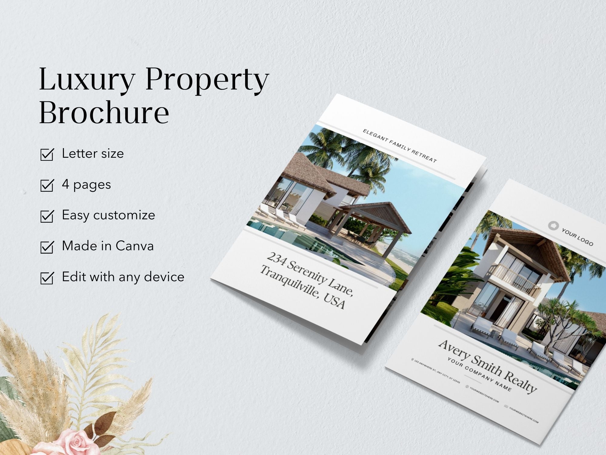Real Estate Luxury Property Brochure - Exquisite design showcasing premium property details, captivating potential buyers with sophisticated visuals in luxury real estate marketing.